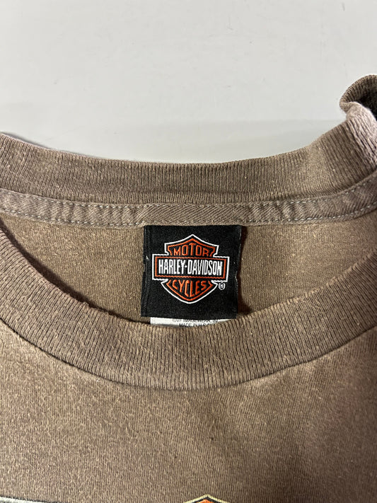 Vintage Harley-Davidson Longhorn Grand Prairie TX Brown Long Sleeve Tee  (XL)