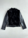 Ecrase Black Fur Front Leather Zip Jacket, Women’s (S)