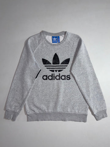 Adidas Originals | Grey Snakeskin Texture Big Trefoil Crewneck Sweatshirt (S)
