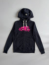 Roots Canada Beaver Logo Zip-Up Hoodie Black Pink Embroidery (XS)