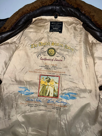 Z                     Rare Vintage Avirex G-1 U.S. Navy Leather Flight Original leather Jacket (2XL/3XL)