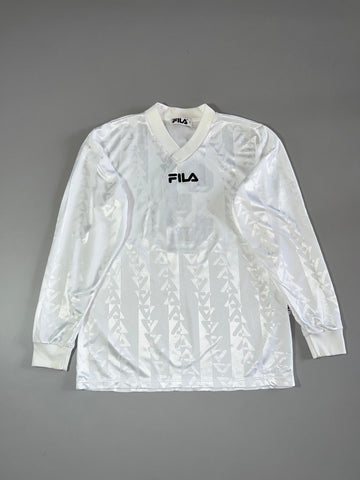 Vintage 90s Fila Made in Italy White Long Sleeve Football Jersey (L)