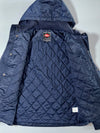 Lee Cooper Navy Hooded Puffer Jacket – Snap-Button Insulated Winter Jacket, (S)
