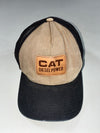 CAT Diesel Power Leather Patch Trucker Cap – Tan Black Flexfit, L/XL (61cm)
