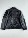 Vintage Conbipel Black Leather Collared Zip-Up Jacket (2XL)