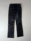 Vintage Black Leather Straight Fit Pants with Panelled Knees(W:30) (L:43)