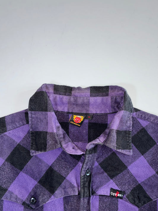 IIZO Original Street Purple Plaid Flannel Embroidered (S)
