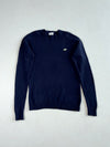 Lacoste Navy Wool Blend Crewneck Sweater – Croc Patch Logo (S)