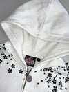 Grace & Fury Japanese Samurai Sakura Print Zip Hoodie – White – (S)