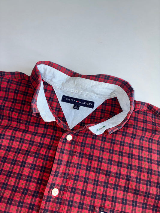 Tommy Hilfiger Plaid Button-Up Shirt – Red/Navy/Green  (2XL)