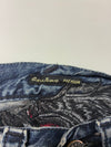 Vintage Guess Blue Embroidered Distressed Denim Jeans (W:30) (L:35)