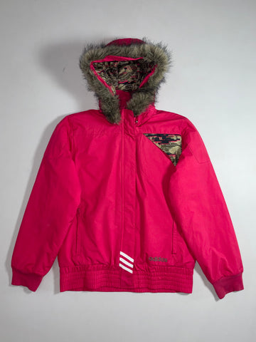 Adidas Hot Pink Faux Fur Hood Bomber Jacket (M)