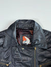 Free-Way Vintage Black Leather Multi-Zip Belted Biker Jacket (M)