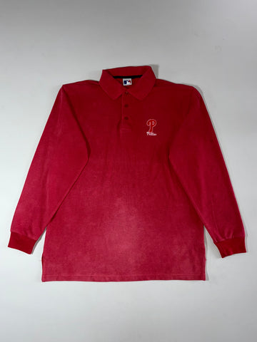 MLB Philadelphia Phillies Long Sleeve Polo – Red (XL)