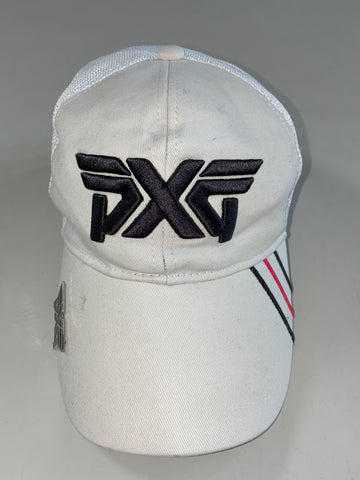 PXG White Golf Trucker Cap – Embroidered Logo with Magnetic Ball Marker (Adjustable)