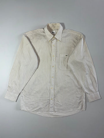 Lacoste Striped Button-Down Shirt – Cream (M)