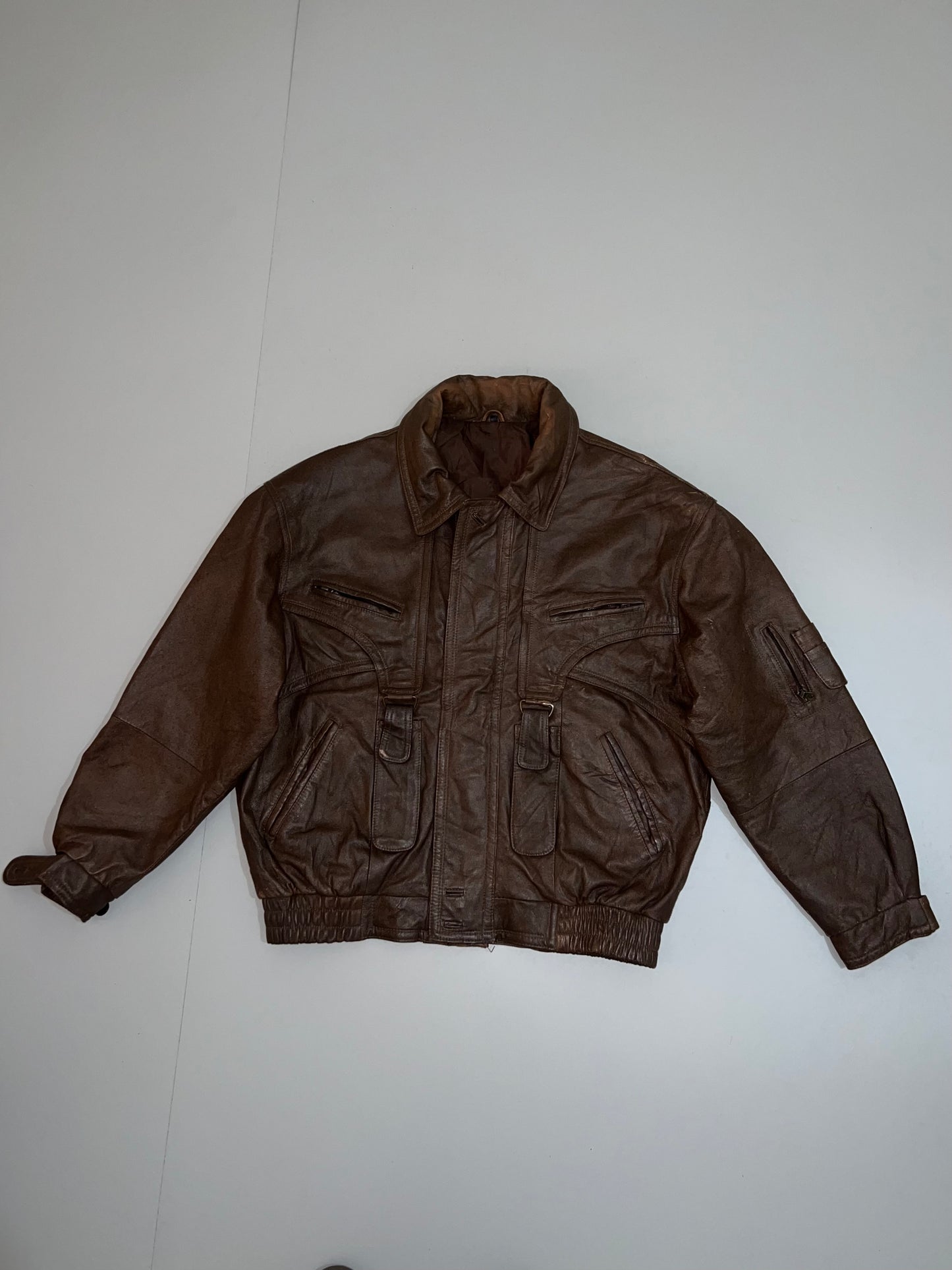 ZSuper Premium Rare Designer Vintage Brown original Leather Jacket (XL/2XL)