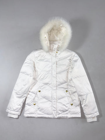 Vintage Edwin Something White Fur Hood Puffer Jacket Women’s (S)