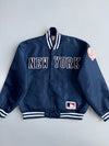 New York Yankees Satin Bomber Jacket | Navy MLB Starter-Style | Felco by Starter (M/L)