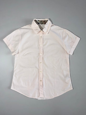 Burberry London Nova Check Collar Short Sleeve Shirt – Blush Pink (S)