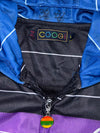 Coogi Striped Colorblock Hooded Track Jacket – Purple/Blue/Green Zip-Up, (2XL)