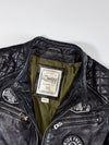 Daytona 73 Black Leather Café Racer Jacket – Quilted Shoulders & Moto Patches (S)