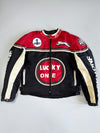 Lucky One Vintage Moto Racing Jacket With Leather Trim Patches (Paded) (M)