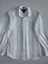 Tommy Hilfiger Slim Fit Flag Logo Multi-Stripe Cotton Button-Down Shirt Blue/White (M)