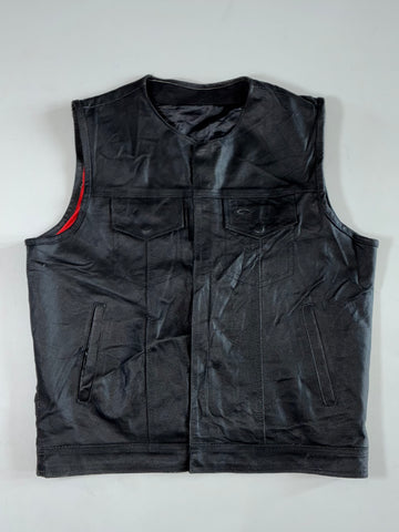 Legend Classic Motorcycle Gear Canada Black Leather Biker Vest (XL)