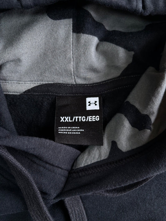 Under Armour Camo Box Logo Hoodie Black Fleece Lined Camo Hood (L)
