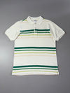 Y2K Adidas White Green Striped Polo T-Shirt (L)