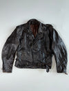 Distressed Brown Leather Double Rider Biker Jacket (2XL)