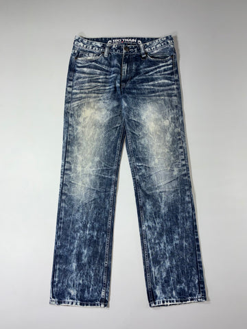 Big Train | Y2K Bleach Wash Straight Jeans (W:34) (L:43)