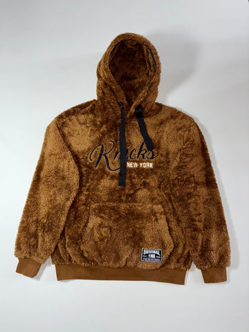 NBA Knicks Sherpa Hoodie — Brown  (XL)