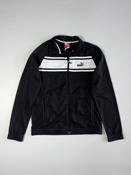 Vintage Puma Black & White Chest Stripe Track Jacket – (S)