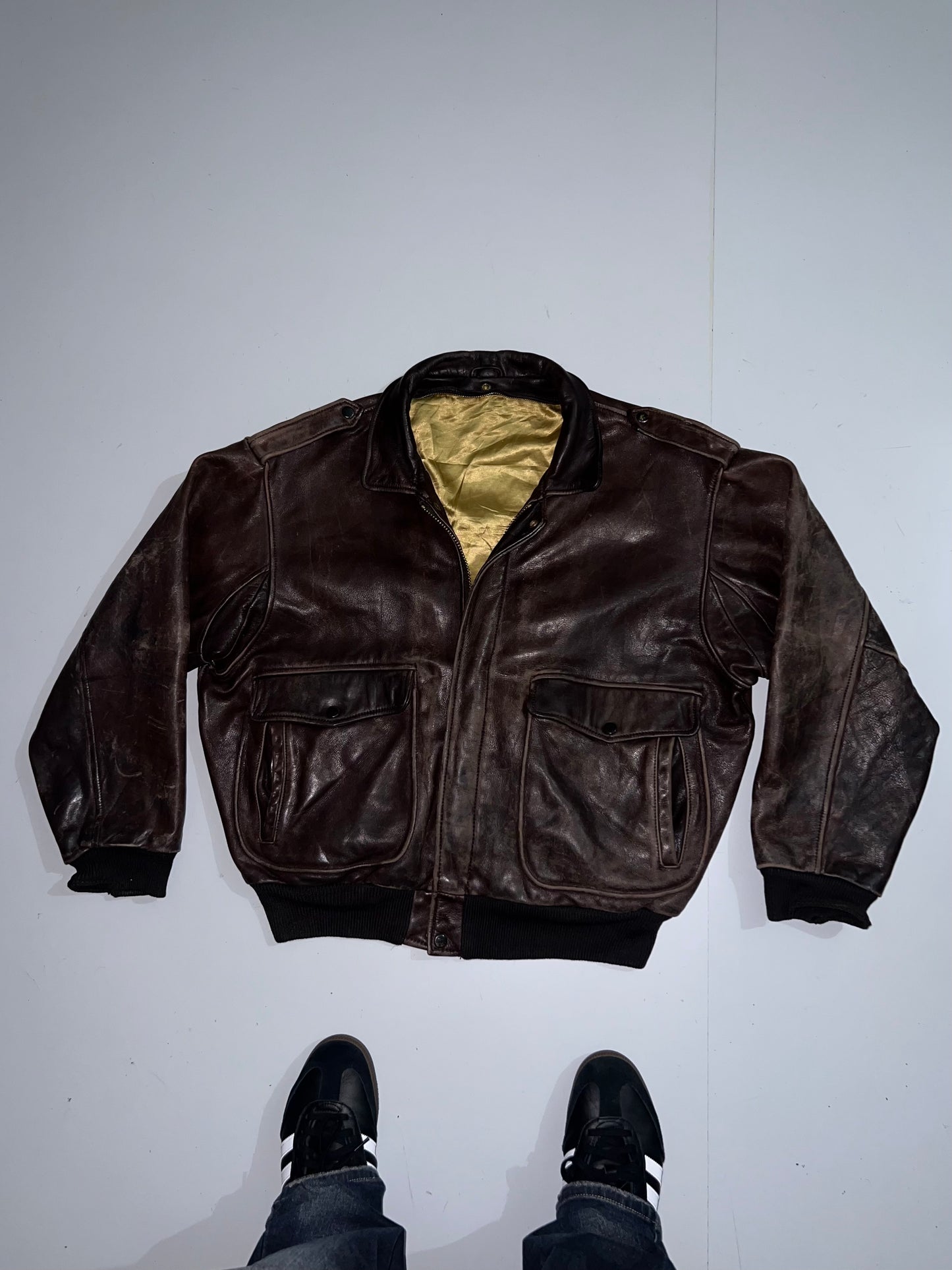 ZSuper Rare Vintage Brown Original Leather Jacket (XL/2XL)