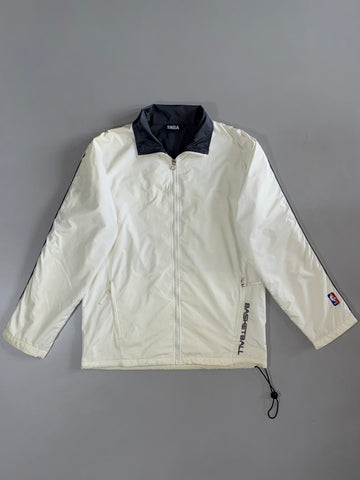 NBA White Navy-Collar Basketball Jacket (M)