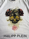 Philipp Plein Platinum Cut White Skull Graphic T-Shirt Rhine stone  (Xl)