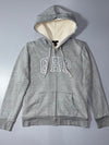 GAP Sherpa-Lined Zip-Up Hoodie – Heather Grey (M)