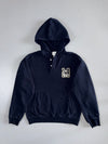 H&M Plaid Patch “M” Half-Button Pullover Hoodie Navy (M)