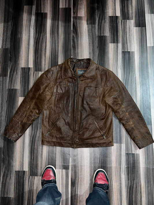 ZPremium Brown Leather Jacket M/L