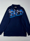 Kappa Retro Geometric Quarter-Zip Navy Track Pullover (L)