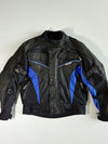 Dynamic Blue Panel Leather & Mesh Moto Jacket Padded (L)