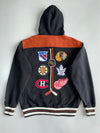 Vintage Old Time Hockey NHL Original Six Zip-Up Hoodie All Team Patches (XL)