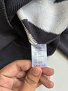 Lacoste Black & White Geometric Argyle V-Neck Sweater – Size (S)