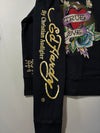 Ed Hardy by Christian Audigier Tiger & True Love Graphic Full-Zip Hoodie  W/ Rhinestones (XS)