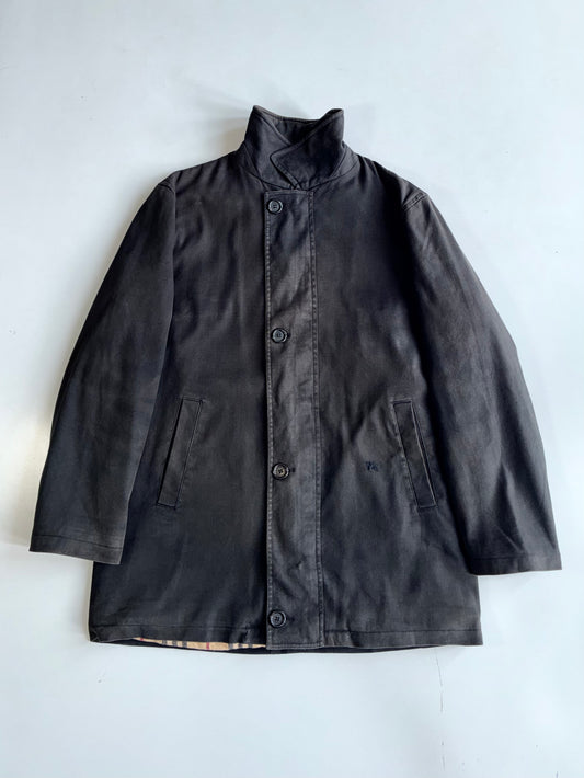Burberry London Trench/Car Coat – Black with Nova Check Lining (XL)