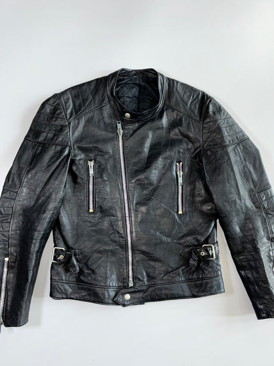 Genuine Leather Vintage Biker Jacket (M)
