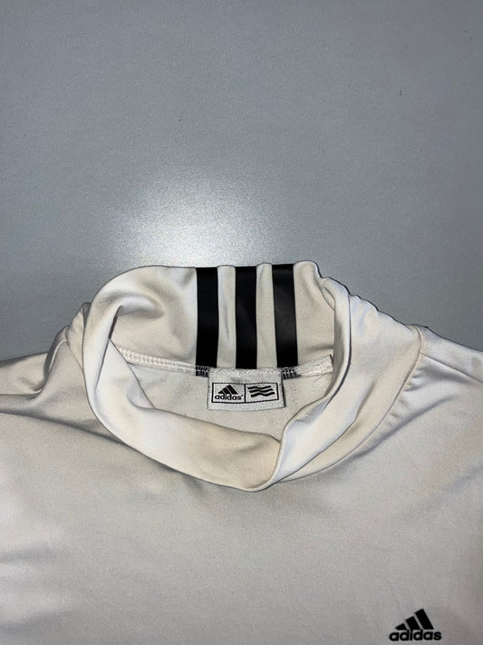 Adidas Vintage 3-Stripe Mock Neck Long Sleeve Base Layer White/Black (S)