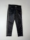 Vintage Black Leather Grey Side Stripe Biker Pants (W:30) (L:38)